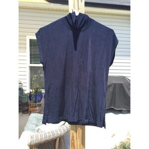 Chico’s travelers size 1 medium 8 navy slinky top blouse sleeveless mock neck